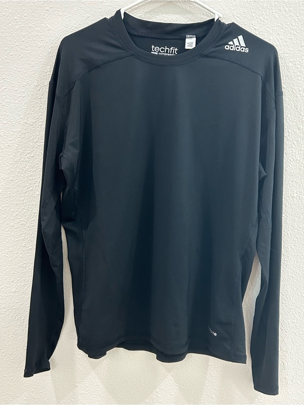 adidas Black Techfit Long Sleeve Performance Shirt